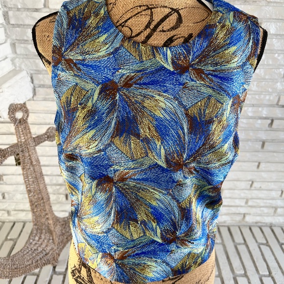 Sam Edelman Embroidered Crop Top Festival Blue NWT - Picture 7 of 10